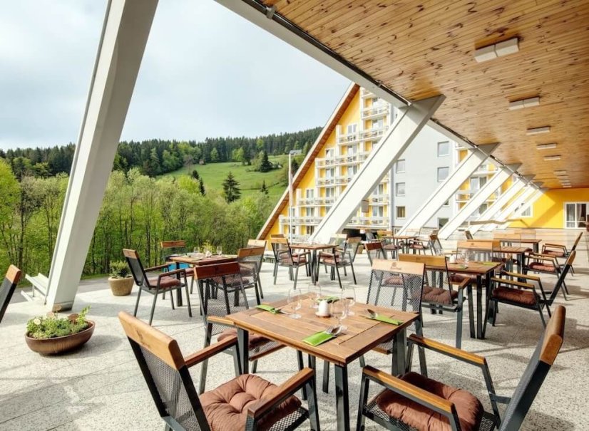 Luxusní wellness pobyt Špindlerův Mlýn: bazén a sauna.